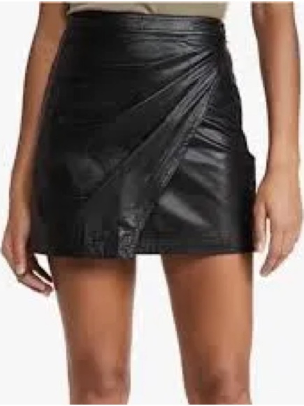 Free People faux Leather Black Wrap Mini Skirt